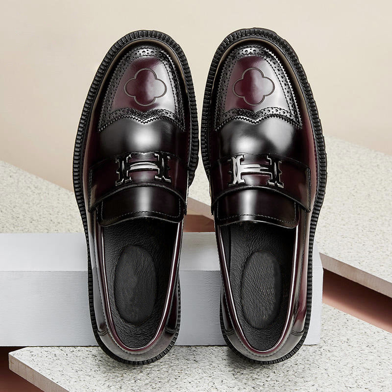 Men's Craft Leather Shoes - Slit Beads Matte Design