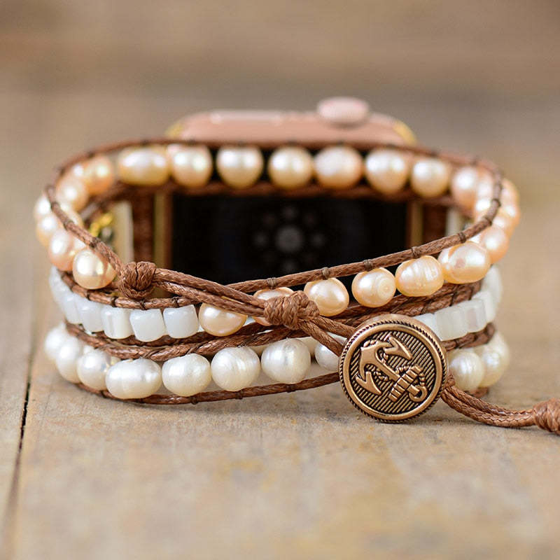 Handmade Pearl Watch Strap - Women's Elegant