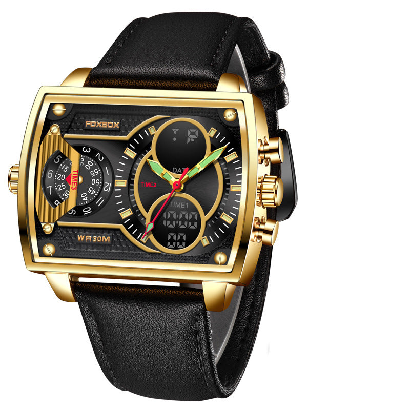 Men's Dual Display Electronic Watch - 47mm Square