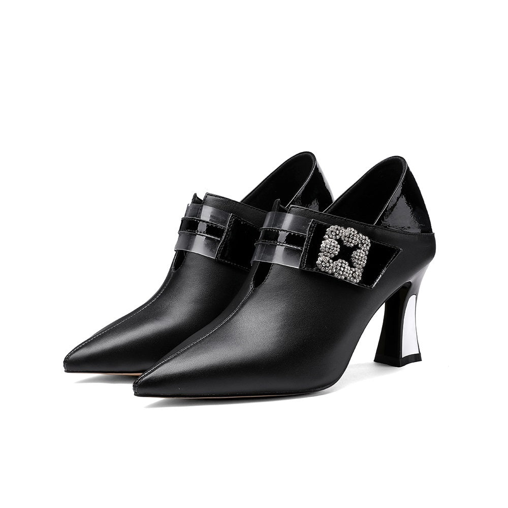 One Word Buckle Thick Heel Fashion Women's Shoes