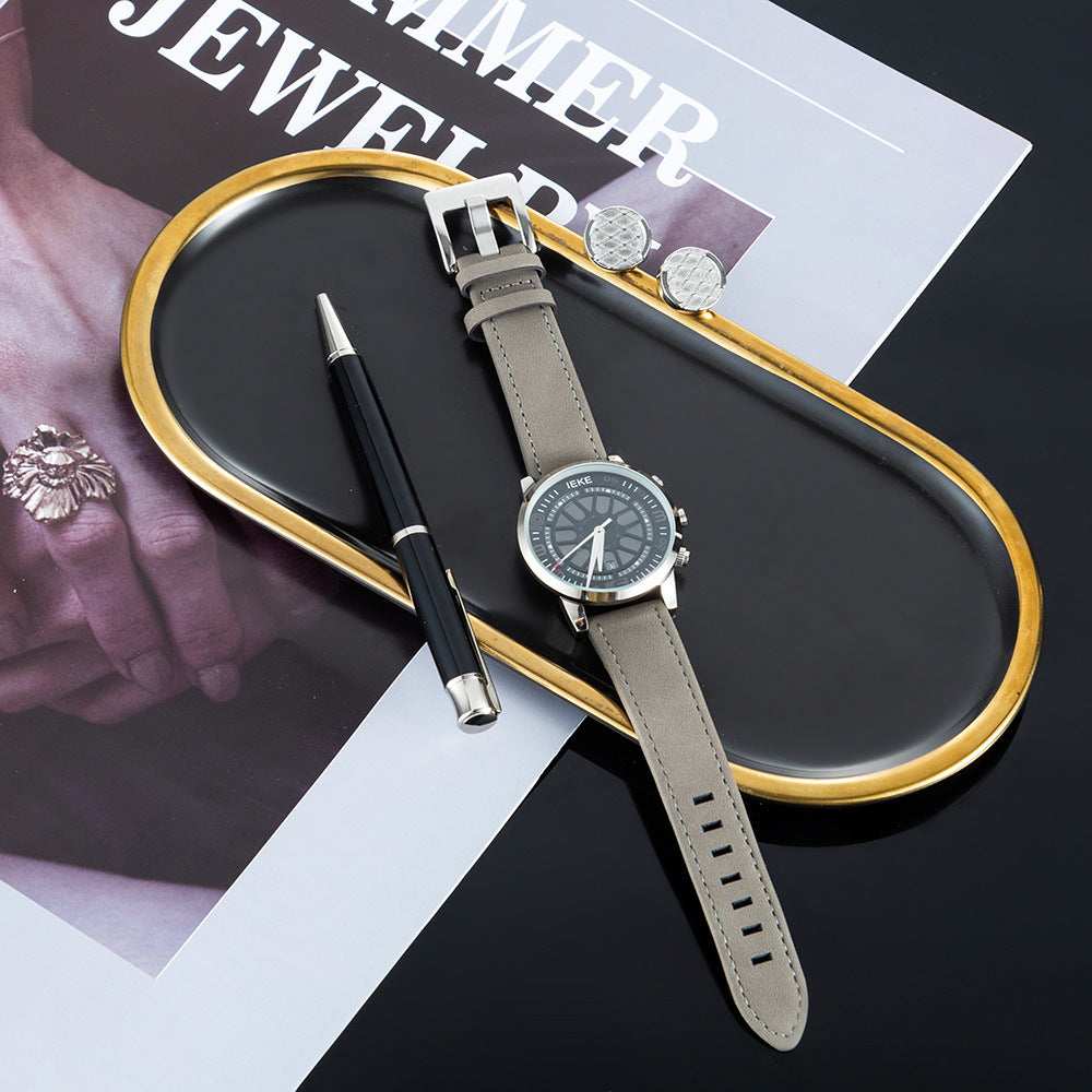 3-Piece Men's Watch Gift Set - Sports Retro Calendar