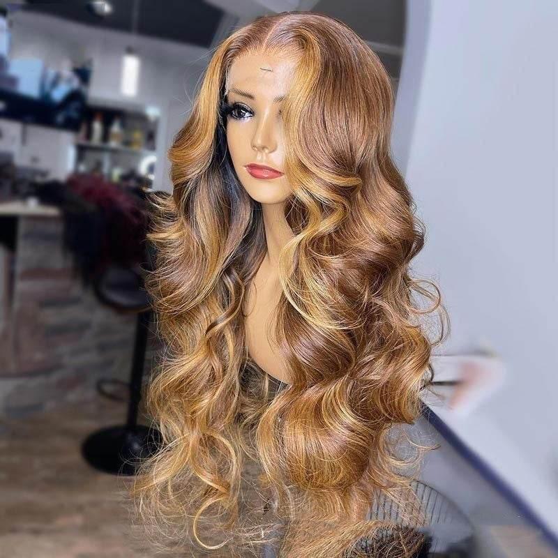 Honey Blonde Body Wave Lace Front Pre Plucked Highlight Wig - Millivan supplies
