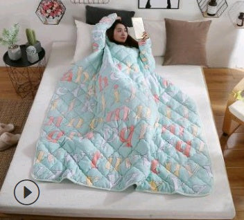 Winter Lazy Quilt with Sleeves - Polyester 1.2×1.6m Wearable Blanket 5 Colors 1350g
