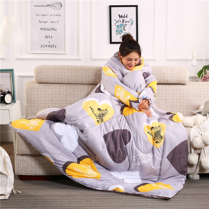 Winter Lazy Quilt with Sleeves - Polyester 1.2×1.6m Wearable Blanket 5 Colors 1350g