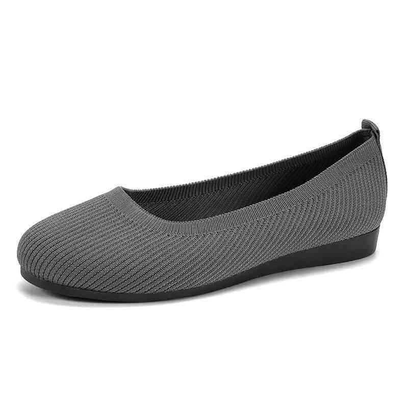 Round Toe Flats Shoes for Women - Casual Comfortable Soft Knit Mesh Slip On Flats