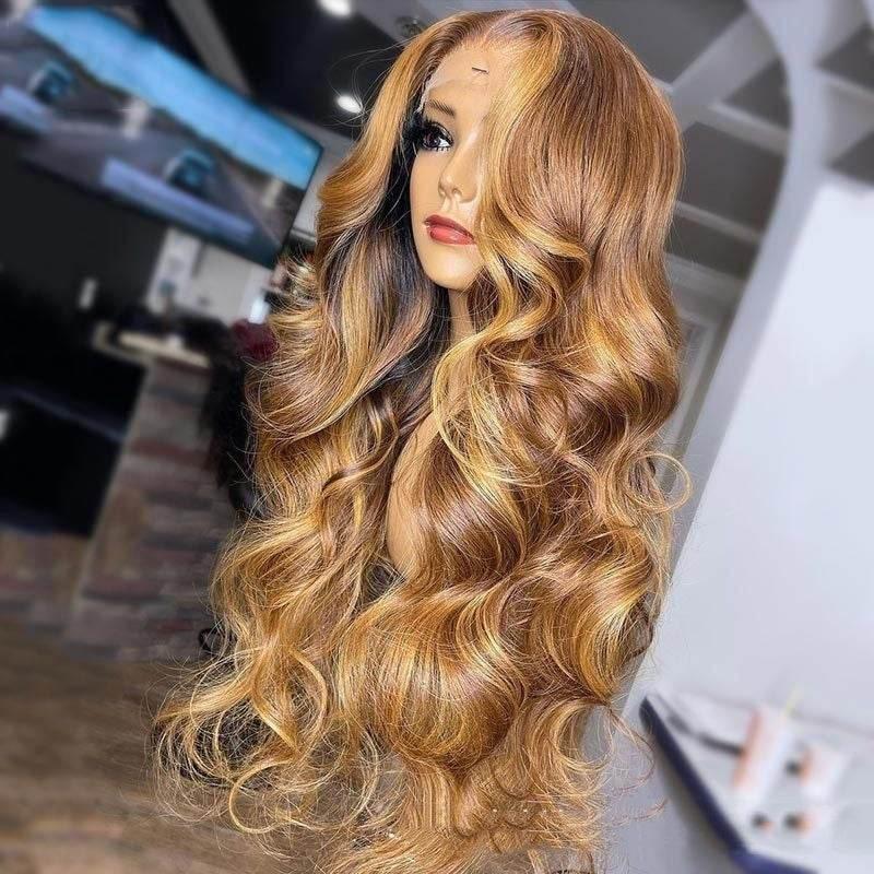Honey Blonde Body Wave Lace Front Pre Plucked Highlight Wig - Millivan supplies