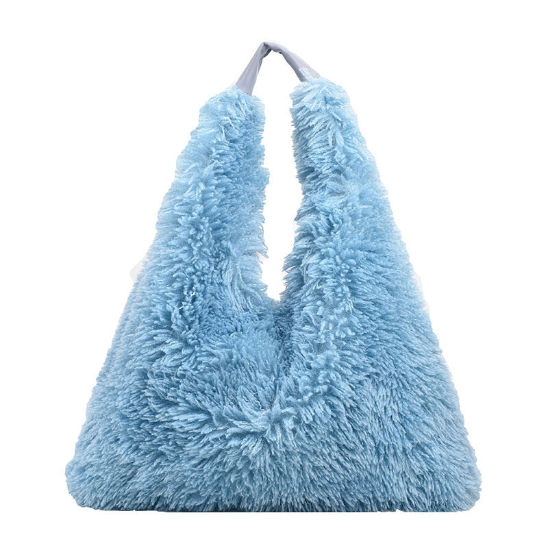 Autumn Winter Plush Handbag - Designer Tote