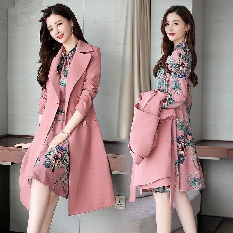 Women's Slim OL Trench Coat - Adult Professional Black Coat
