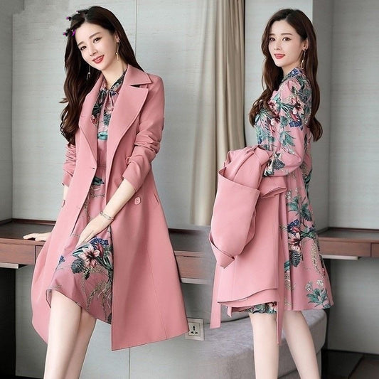 Women's Slim OL Trench Coat - Adult Professional Black Coat
