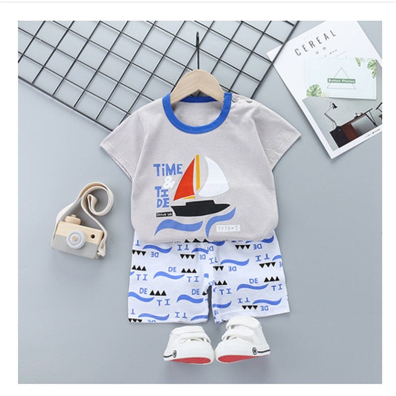 Children's baby clothes, foreign sports, short sleeves