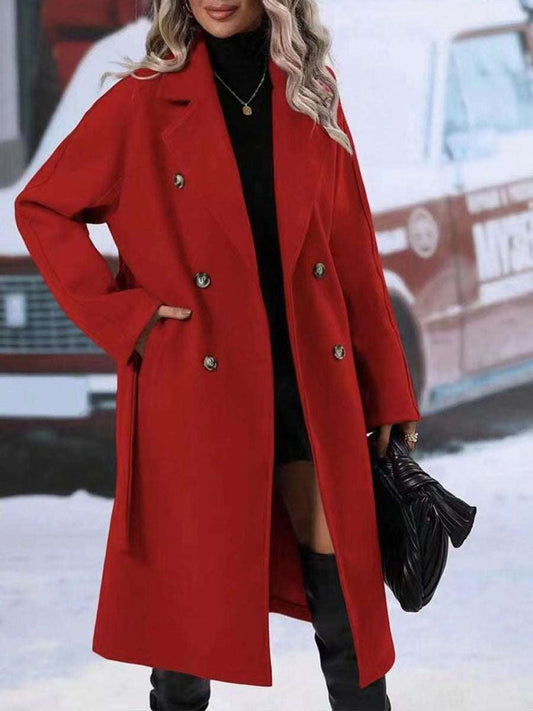 Women's Double-Breasted Lapel Trench Coat With Belt | 5 Colours | S–2XL