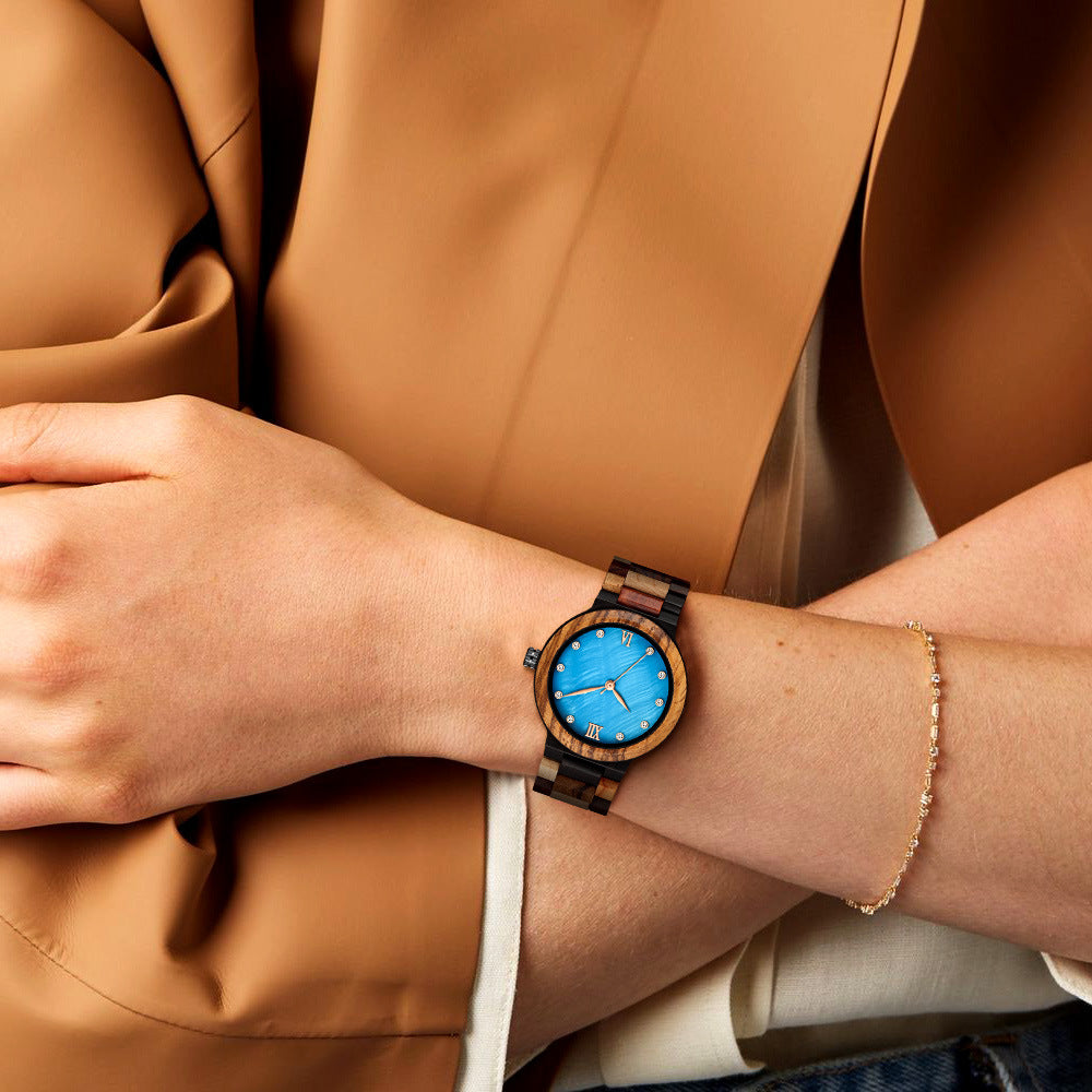 Pearl Shell Wood Ladies Watch - Simple Natural