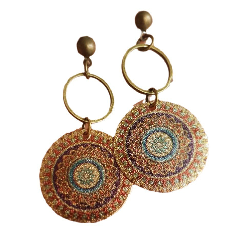Bohe Tribe Gold Datura Flowers Pendant Earrings