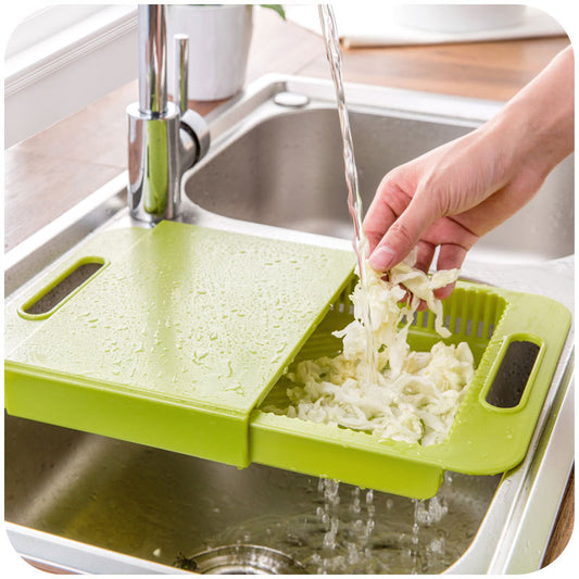 Multifunction Kitchen Chopping Blocks Sinks Drain Basket Cutting Board - PP TPE Design