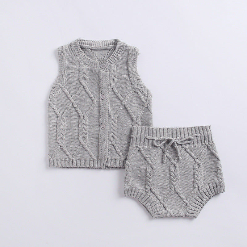 Newborn suit cotton knitted twist vest