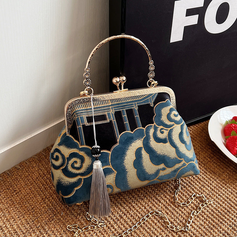 Xiangyun retro Chinese style handbag for women featuring traditional embroidered patterns inspired by the Ming and Qing dynasties - authentic silk and cotton handbag with cultural significance - Millivan Supplies