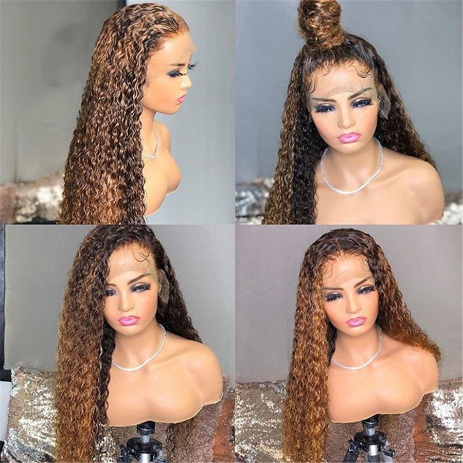 Real Human Hair Highlighting Headgear Lace Frontal Wig - Premium Highlight Wig