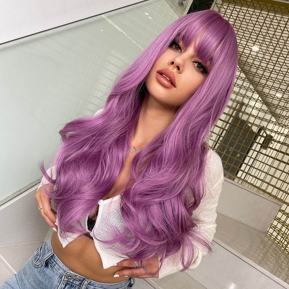 Long Brown Wigs With Bangs Wave Synthetic For Women - Millivan supplies
