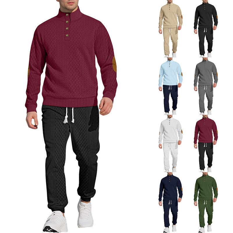 Men's Stand Collar Sports Suit - Light Gray Long Sleeve Outdoor Set Multiple Sizes