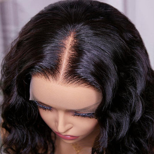Close-up of a wig with a lace front on a mannequin head.