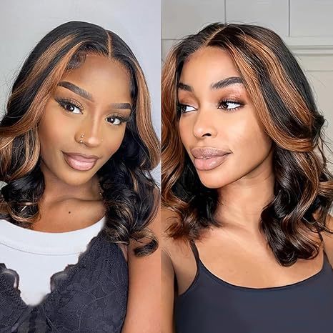 Women's European American Brown Highlight Wig - Medium Short Curly Hair Multiple Lengths