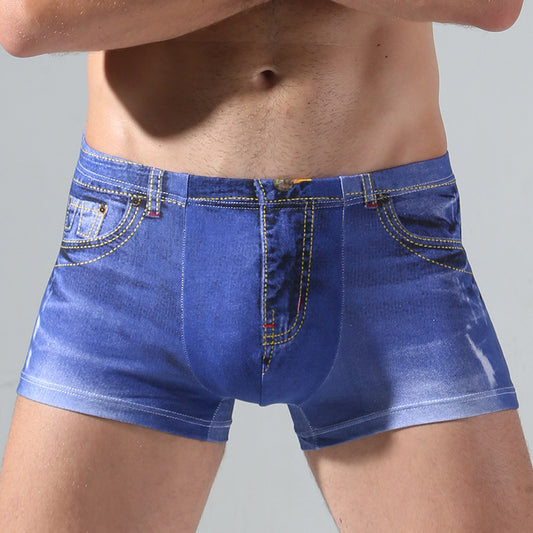 Men's Imitation Denim Inner Pants - Adult Pure Cotton Underwear
