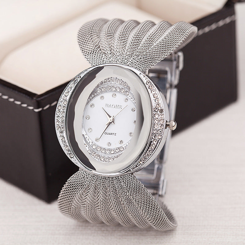 Oval Broadband Mesh Belt Women's Watch Set