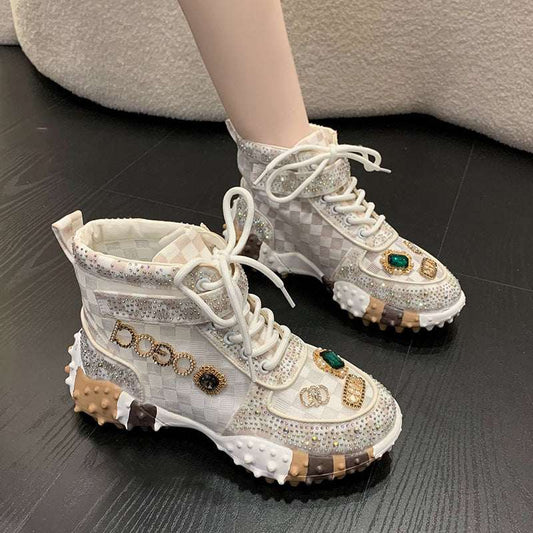 Women's Canvas Platform Sneakers - Elevated Letters