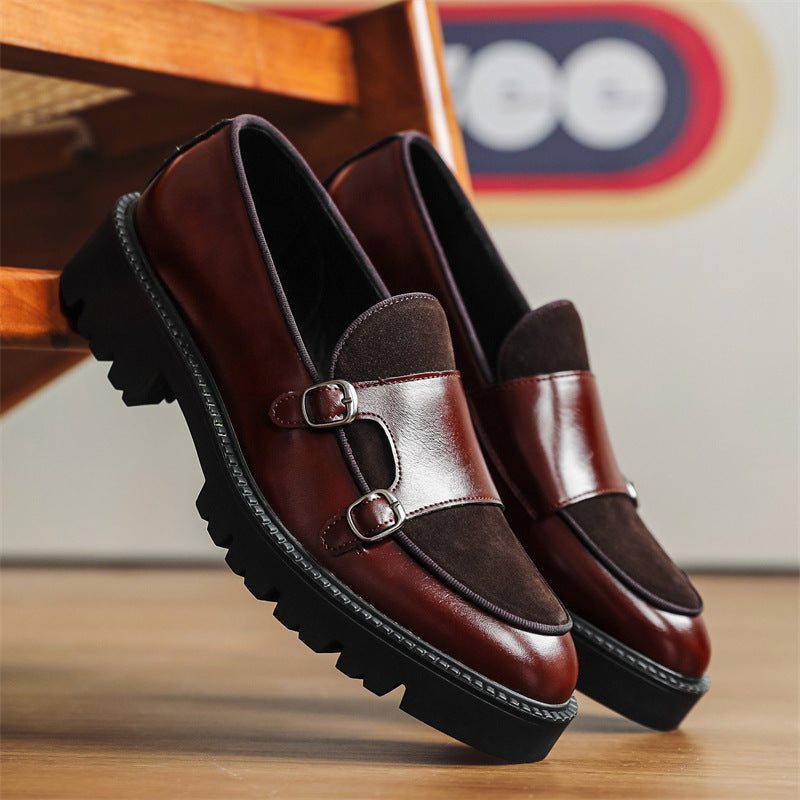Slip-on Men's Thick Bottom Heighten Casual Shoes - Height Increasing Platform