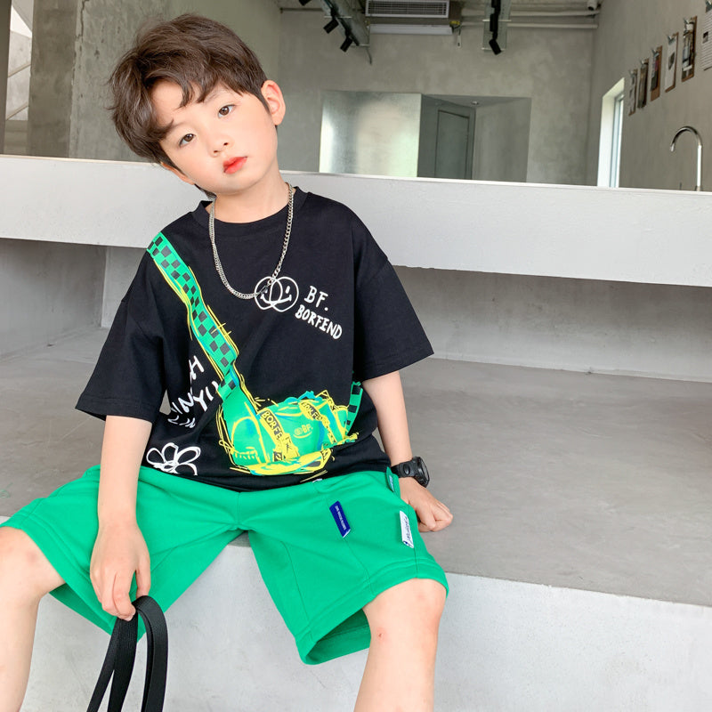 Boy's Short Sleeve Suit Children's Thin Korean Style Trendy