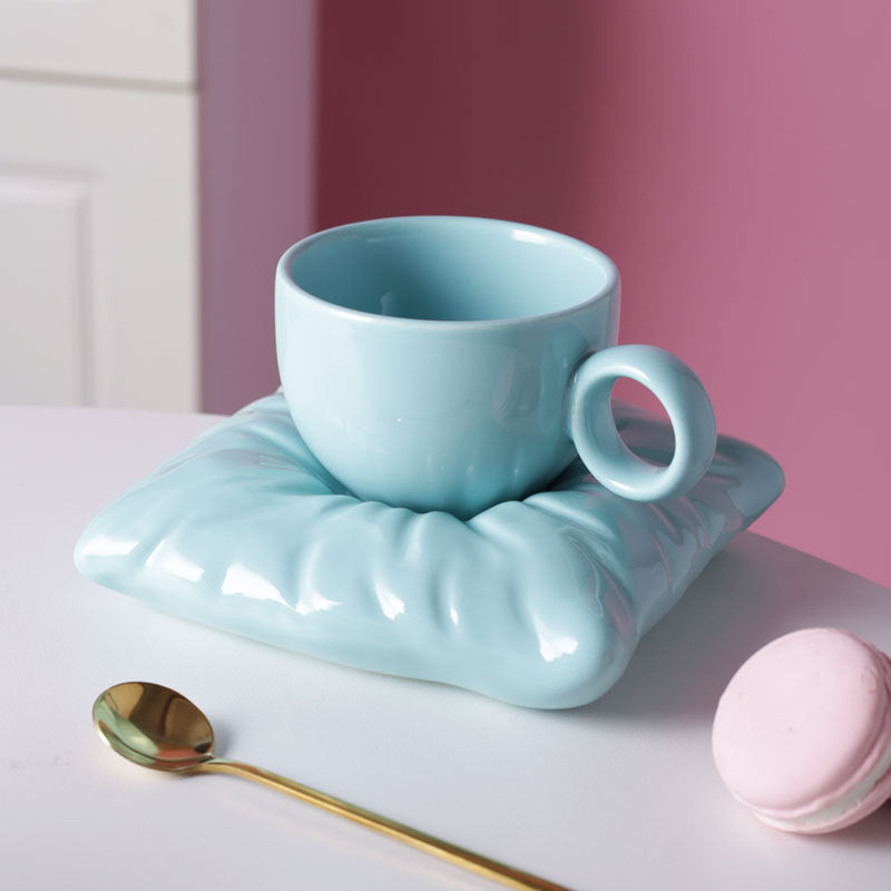 Nordic Ceramic Cup Set - Pillow Coaster 200ml Gift Box
