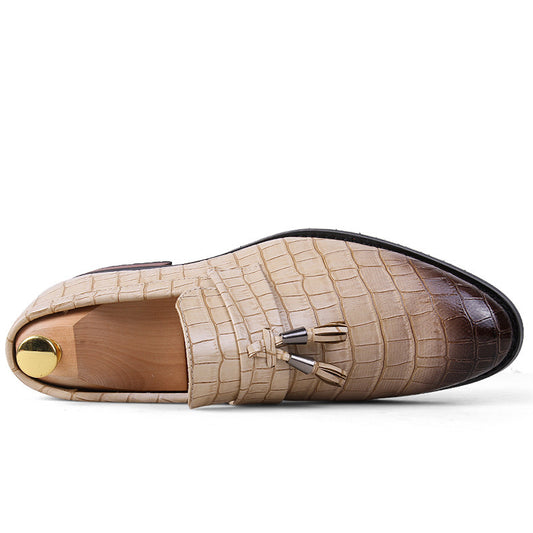 Korean Style Men's Hair Stylist Pointed Leather Shoes Tassel - Professional Fashion