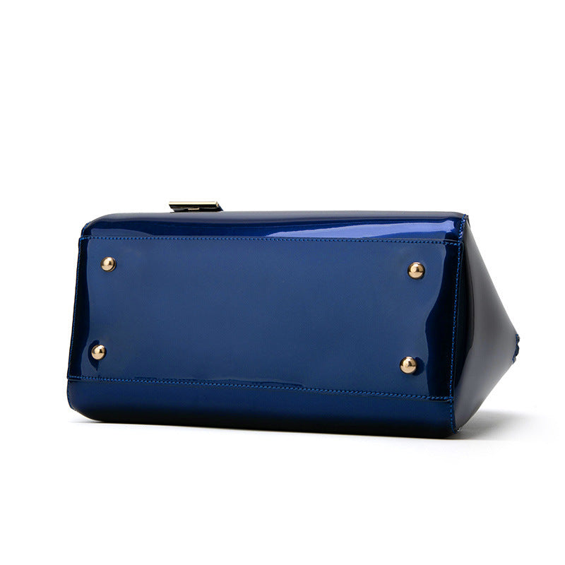 Women's Patent Leather Handbag - Black Shiny Fashion One-shoulder Diagonal Bag