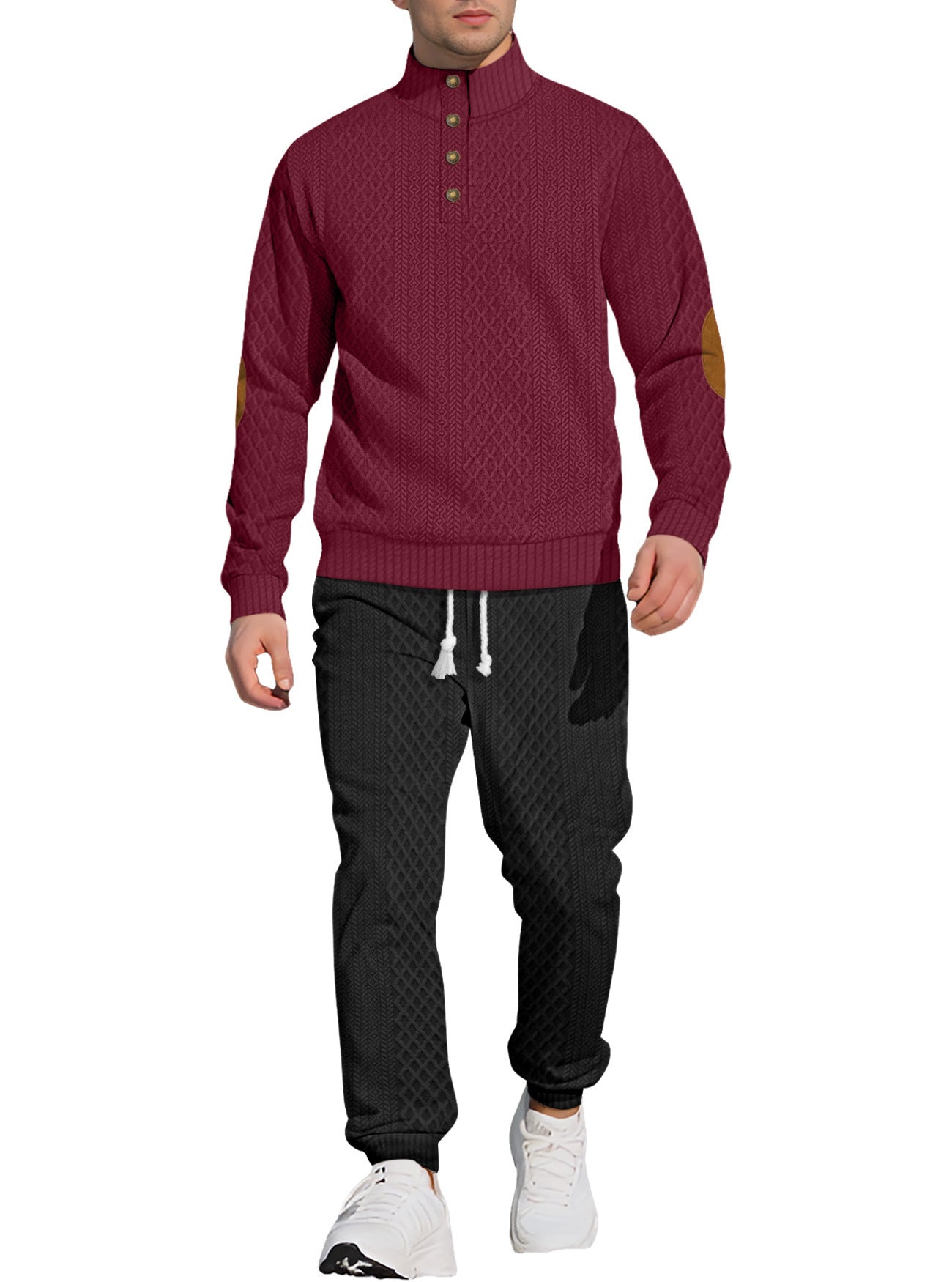 Men's Stand Collar Sports Suit - Light Gray Long Sleeve Outdoor Set Multiple Sizes