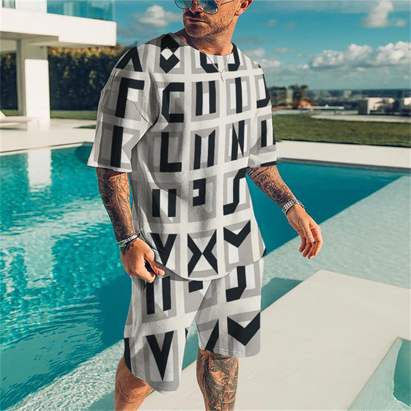 Men's 3D Printed Sports Fitness Suit - Adult Leisure Athletic Wear