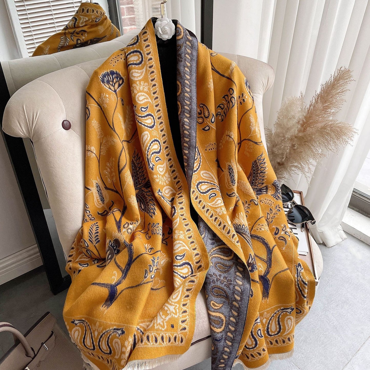 Women's Cashmere-like Neck Warmer Scarf - Adult Office Blanket Camel