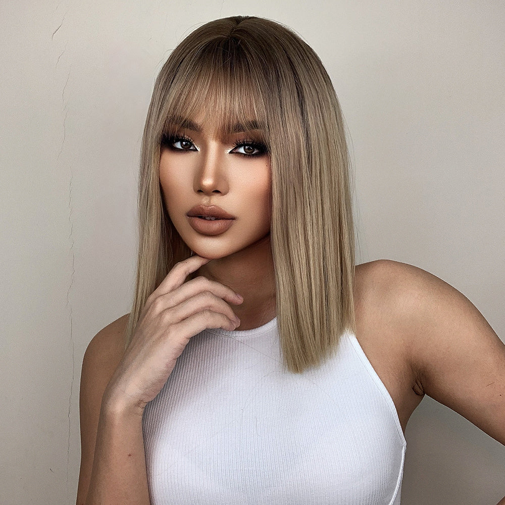 Women's Gradient Gold Wig - High Temperature Silk European American Style