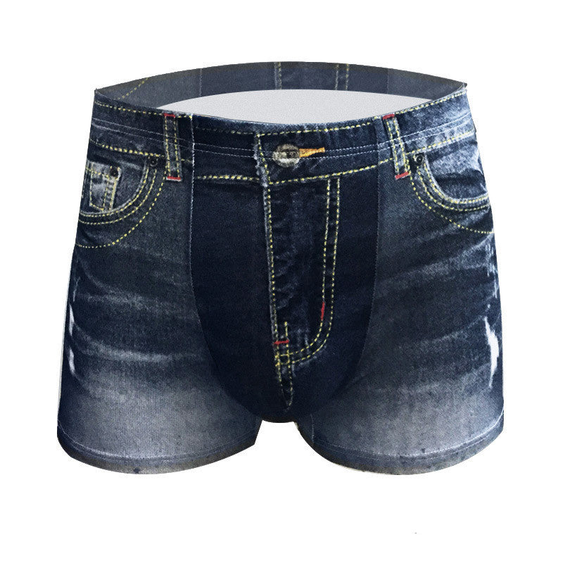Men's Imitation Denim Inner Pants - Adult Pure Cotton Underwear