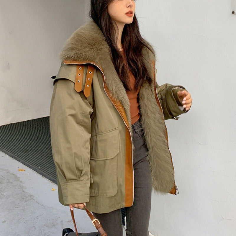 Women's Faux Fox Fur Detachable Overcoat
