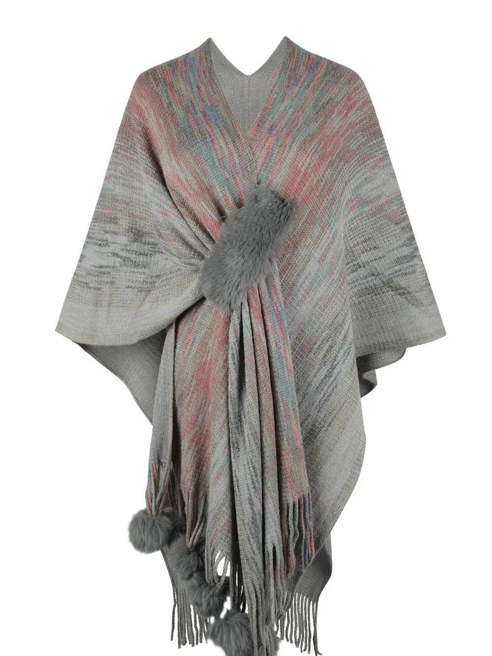Heathered Fringe Hem Poncho - Millivan supplies