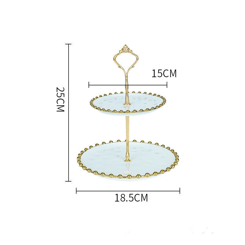 Living Room Coffee Table Household Ceramic Skewer Fruit Dessert Candy Tray Rack - Pearl Models