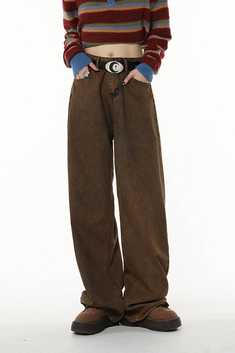 Retro Brown Jeans For Women - Millivan supplies