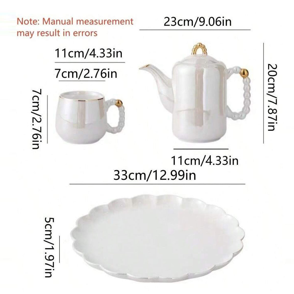 Light Luxury High-grade Ceramic Tools Suit - 8-Piece Tea Set Mat Glaze Lace Disc