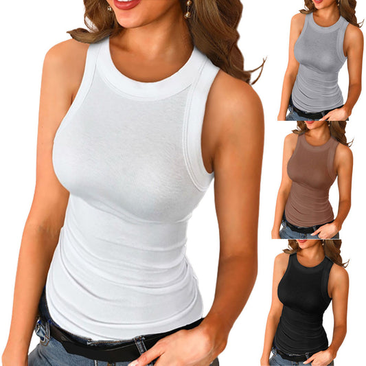 Women's Sleeveless Camisole Top - Adult Basic Round Neck Summer Vest
