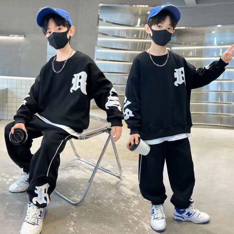 Suit Middle Boys' Clothes Sports Sweater Two-piece Set