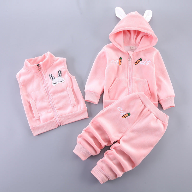 Adorable Baby Three-Piece Set - Cozy Top, Pants & Vest Outfit
