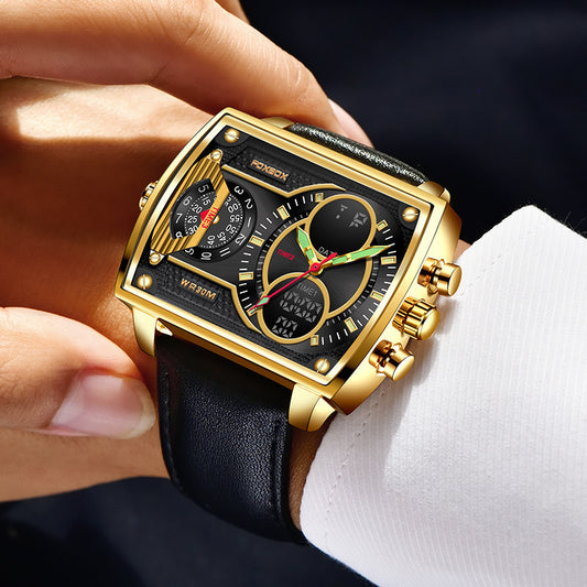Men's Dual Display Electronic Watch - 47mm Square