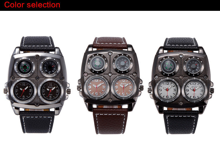 Men's Multifunctional Quartz Watch - 49mm Square