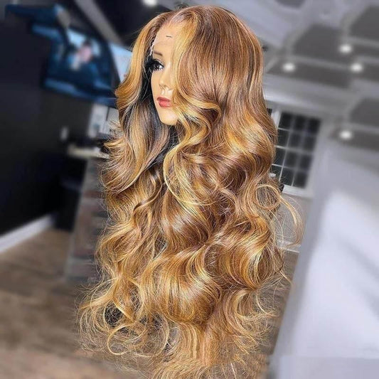 Honey Blonde Body Wave Lace Front Pre Plucked Highlight Wig - Millivan supplies