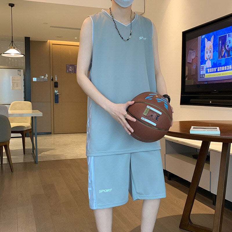 Men's Basketball Sports Suit - Adult Short Sleeve Vest Leisure Wear